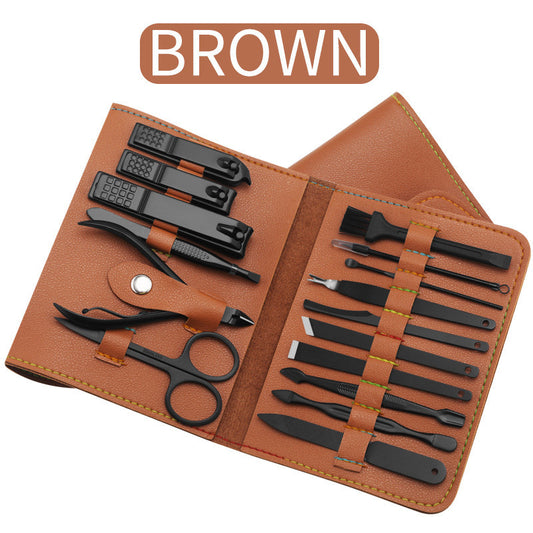 16-Piece Professional Manicure & Pedicure Grooming Kit with Nail Clippers, Cutters, Trimmers, Ear Pick & Storage Case